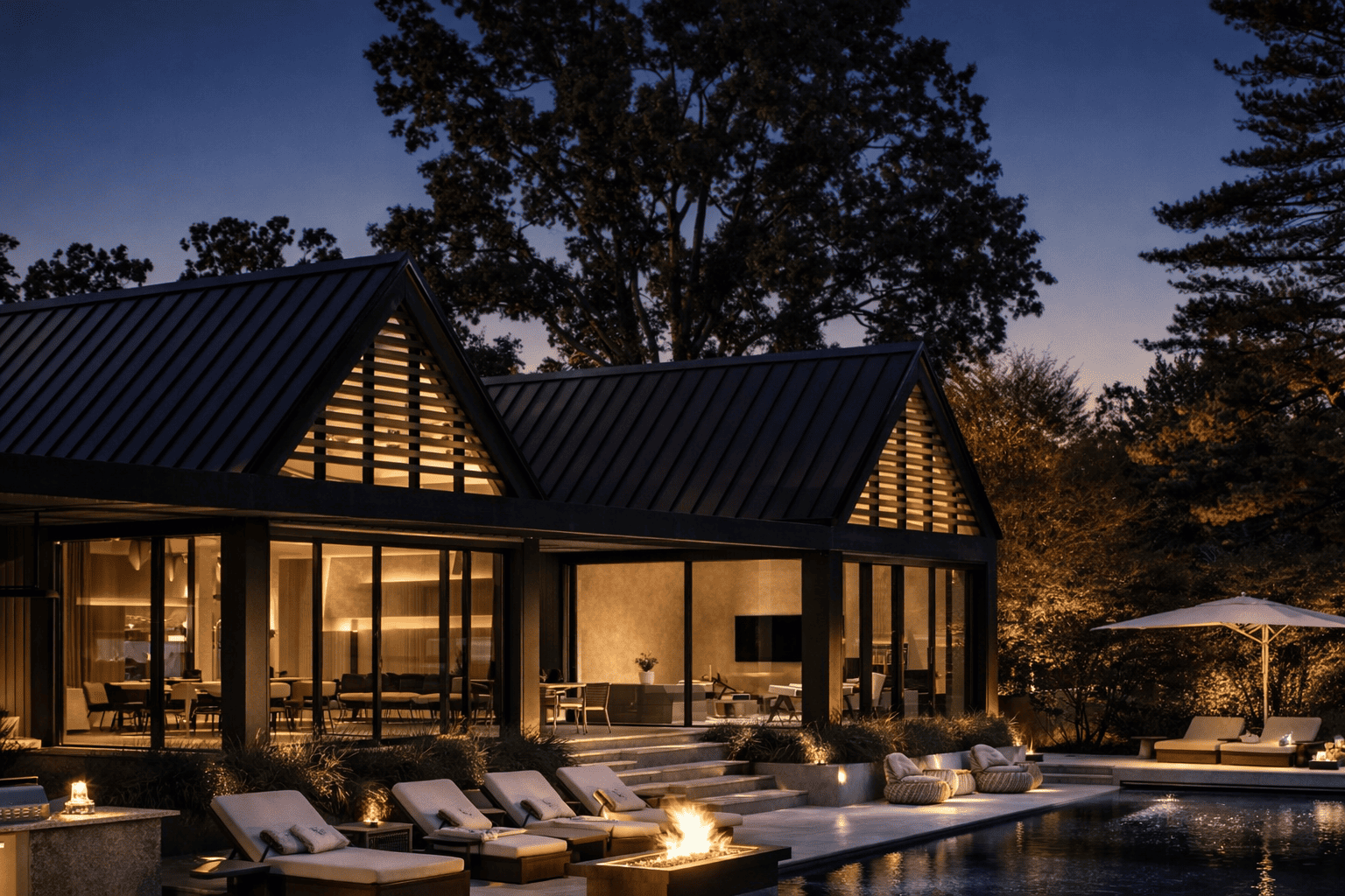 A modern home in Ontario with expansive European tilt-and-turn aluminum windows, featuring clean white framing, natural wood accents, and floor-to-ceiling glass integrated into a minimalist architectural design.